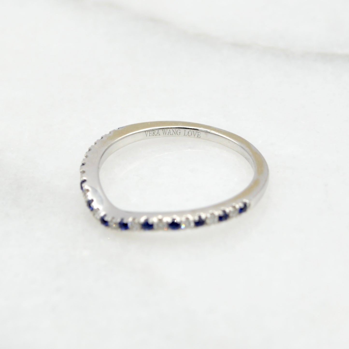 Vera Wang Love Diamond, Sapphire and 14k White Gold Wedding Band