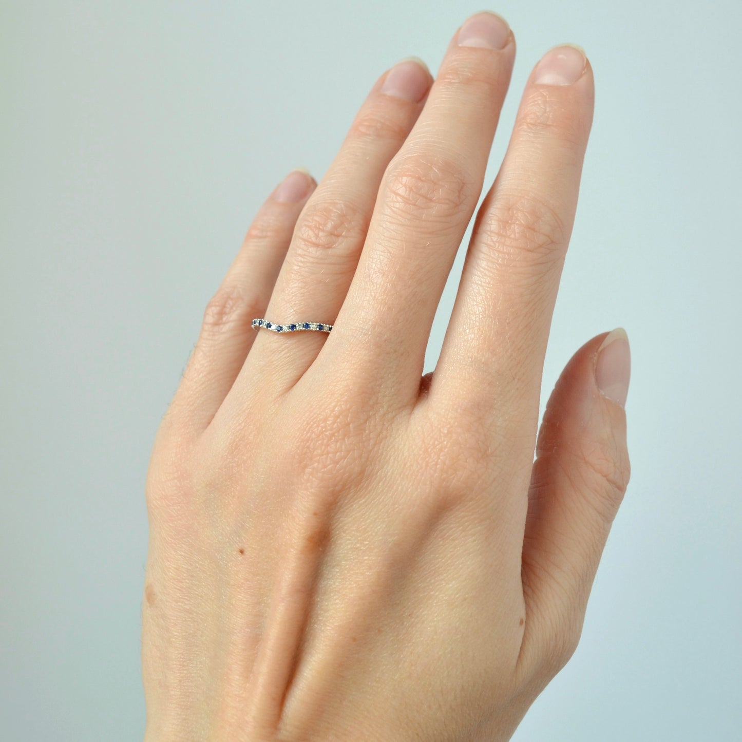 Vera Wang Love Diamond, Sapphire and 14k White Gold Wedding Band