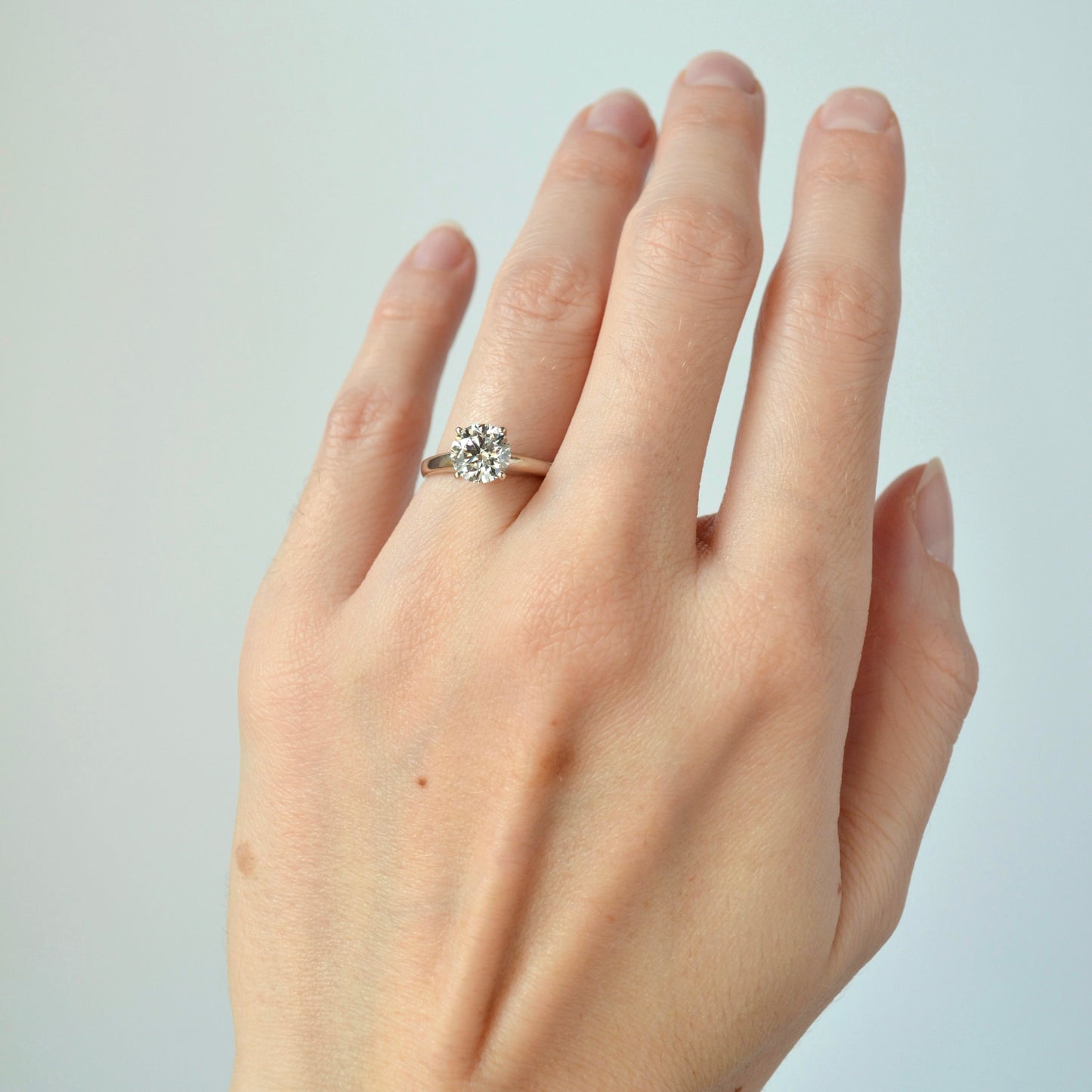 1.45 Carat Diamond and 14k White Gold Engagement Ring
