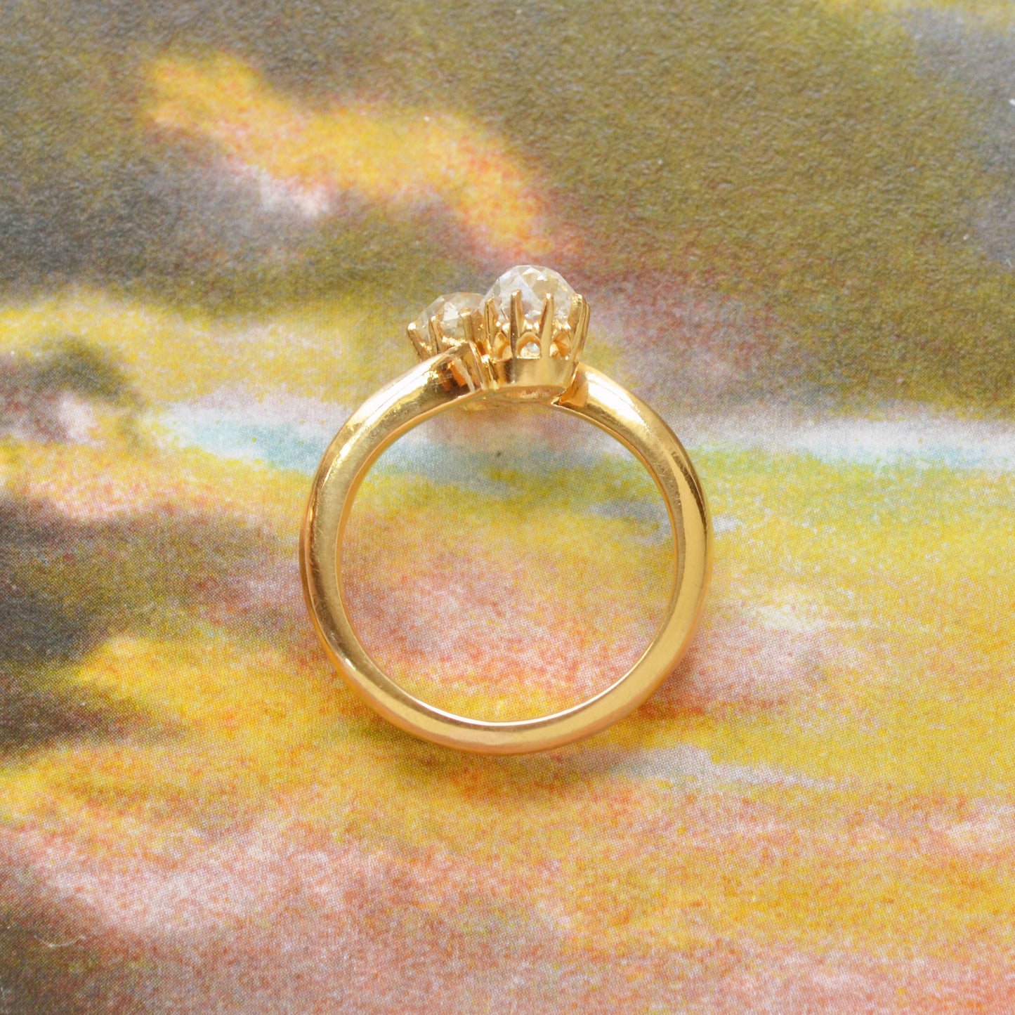 Antique Old Mine Cut Toi Et Moi Ring