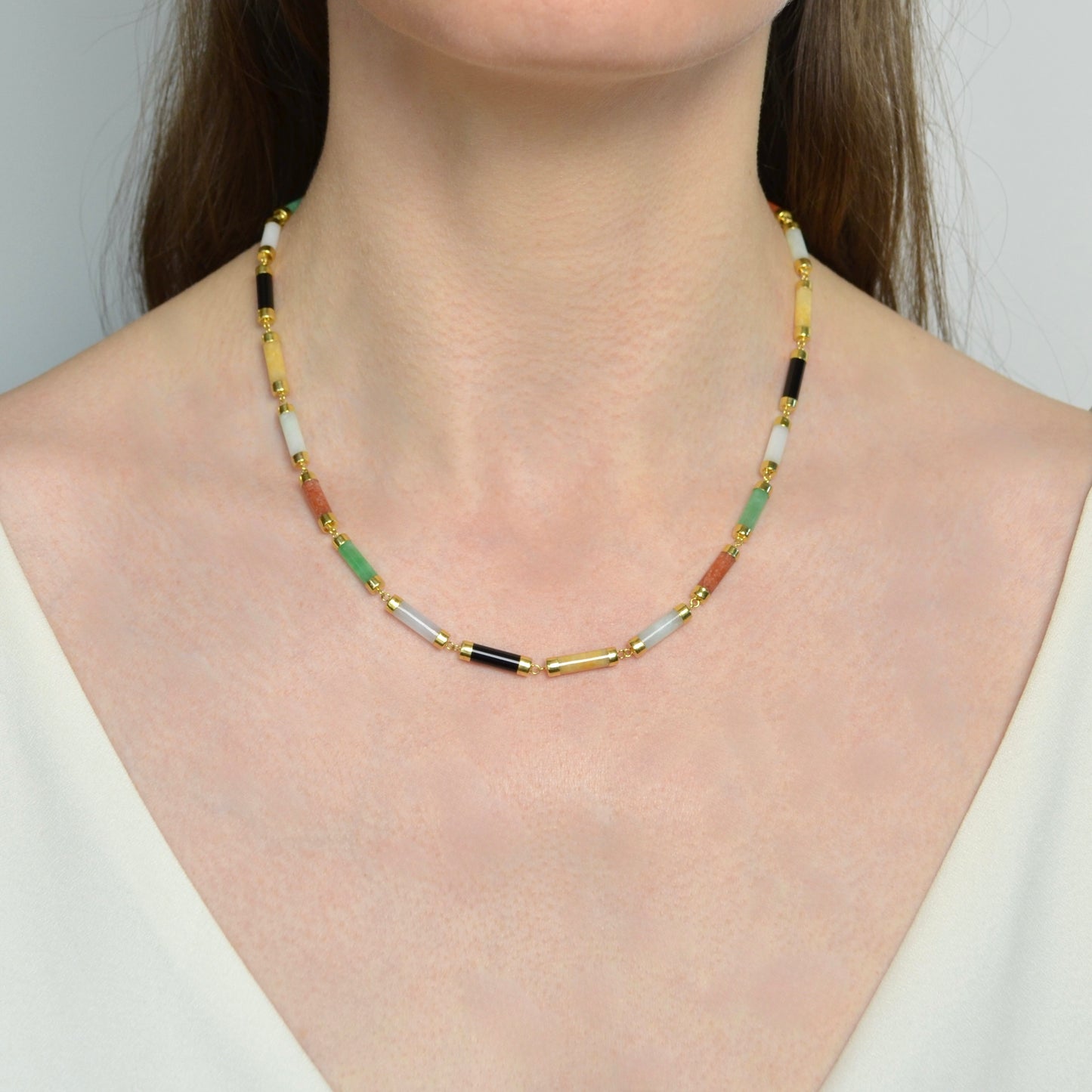 Jade and Gold Link Necklace
