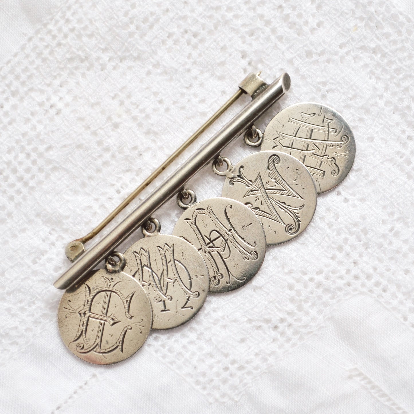 Antique Silver Love Token Brooch
