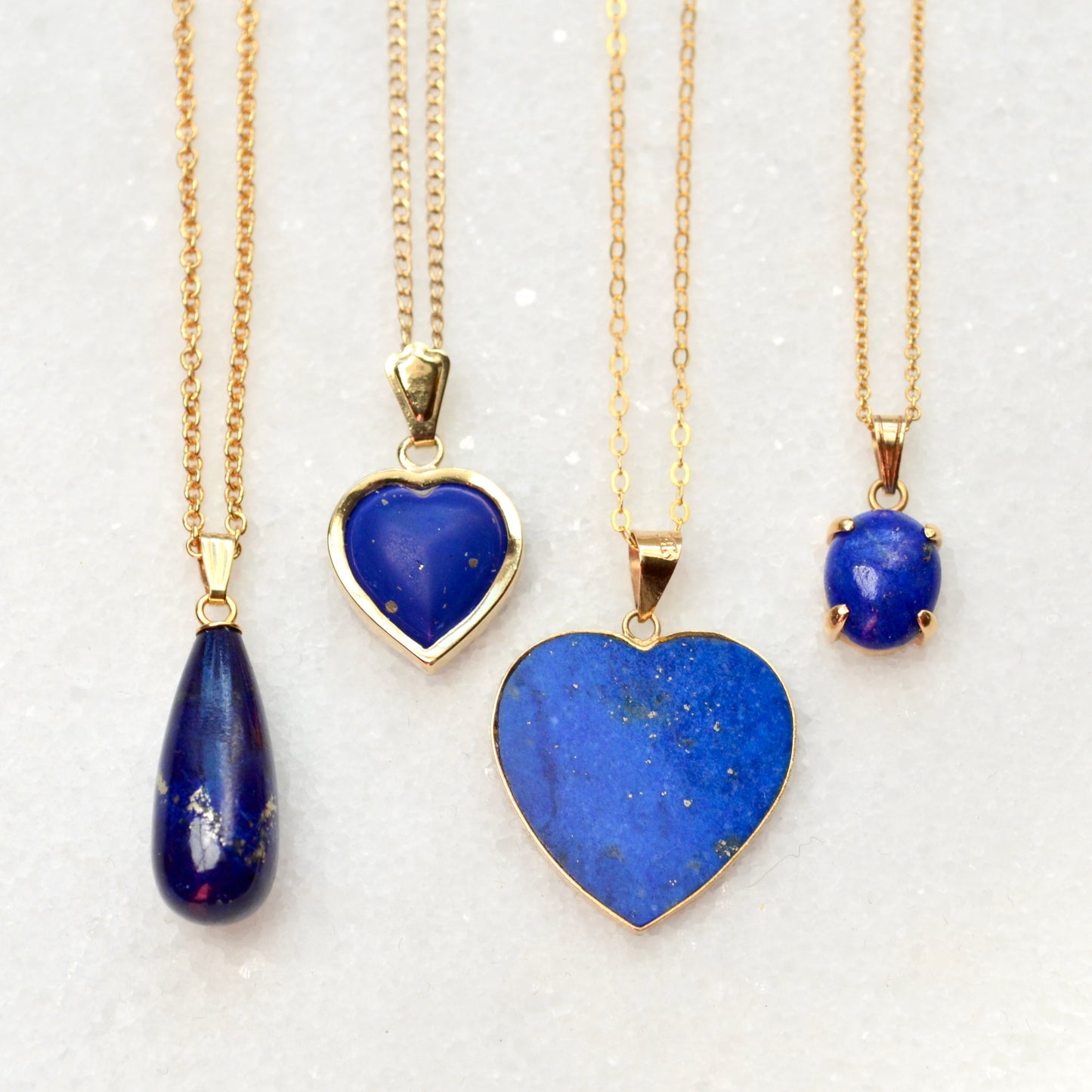 Lapis and Gold Heart Necklace II