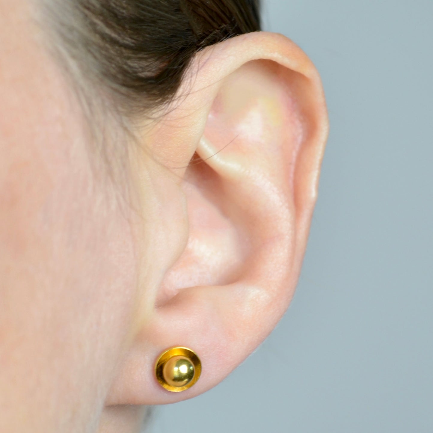 Gold Ball and Disc Post Earrings