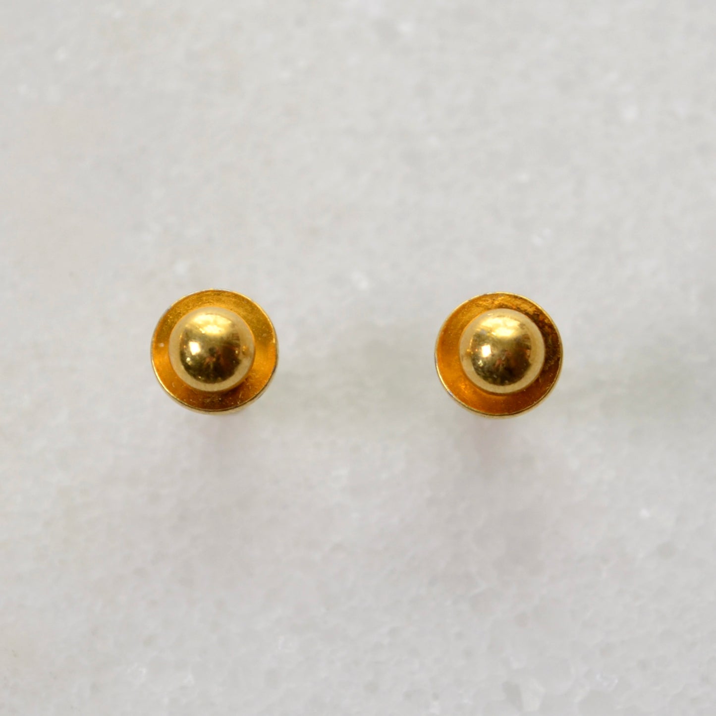Gold Ball and Disc Post Earrings