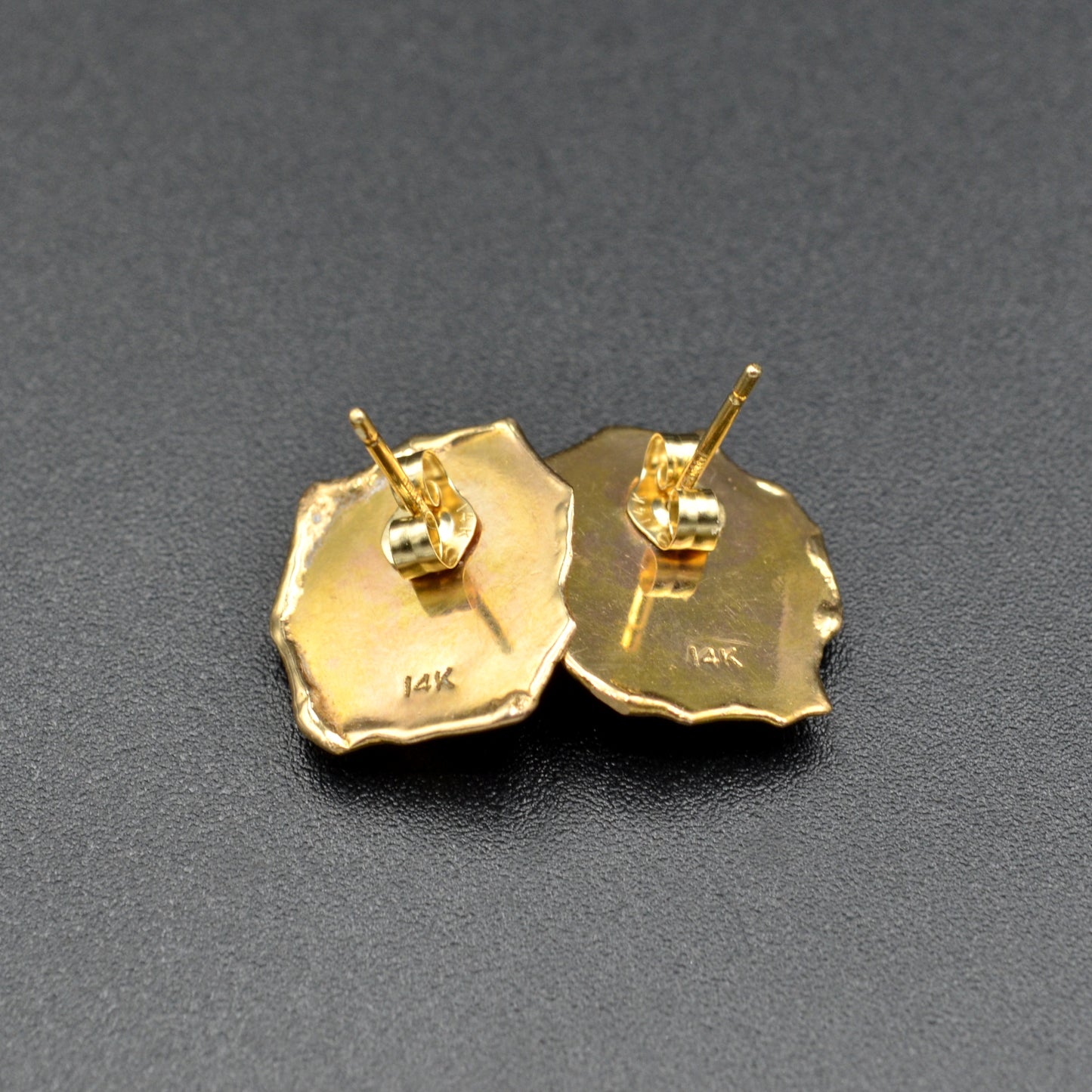 Vintage Artisan Turquoise and 14k Gold Earrings