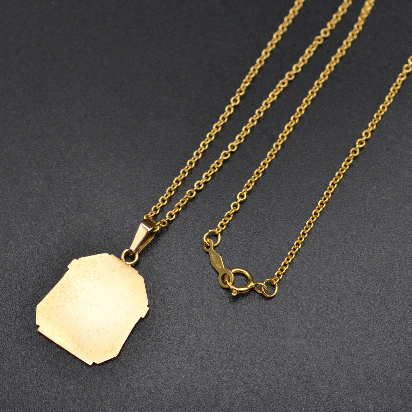 Vintage French 18k Gold Angel Pendant Necklace