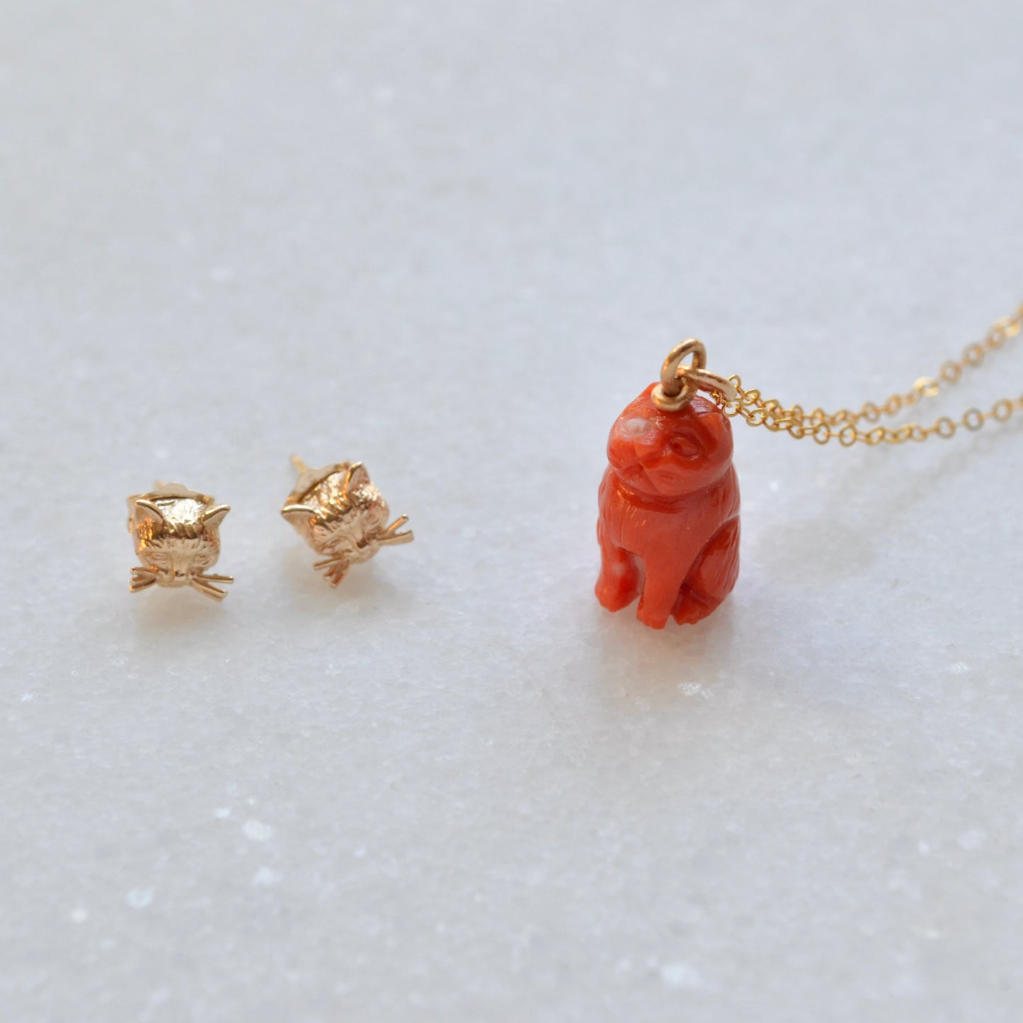 Gold Cat Post Earrings