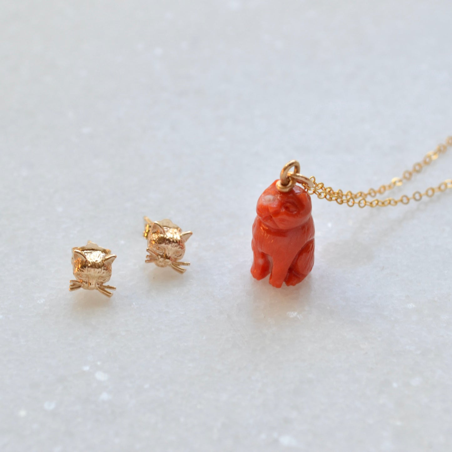 Gold Cat Post Earrings