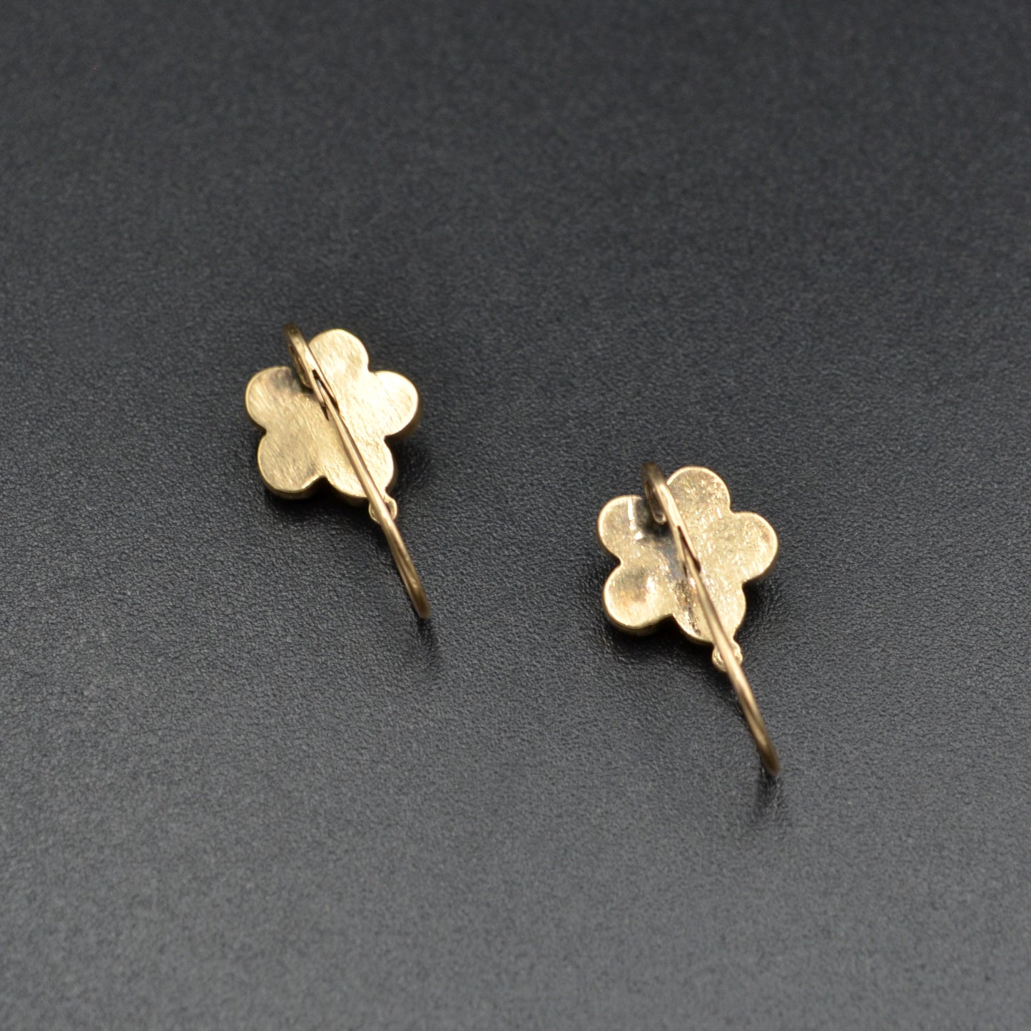 Antique Turquoise Glass, Pearl and 14k Gold Dormeuse Flower Earrings