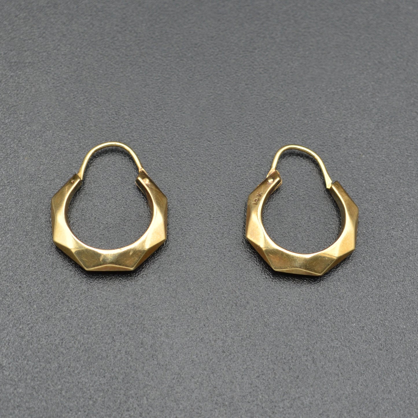 Antique Faceted 14k Gold Hoop Earrings