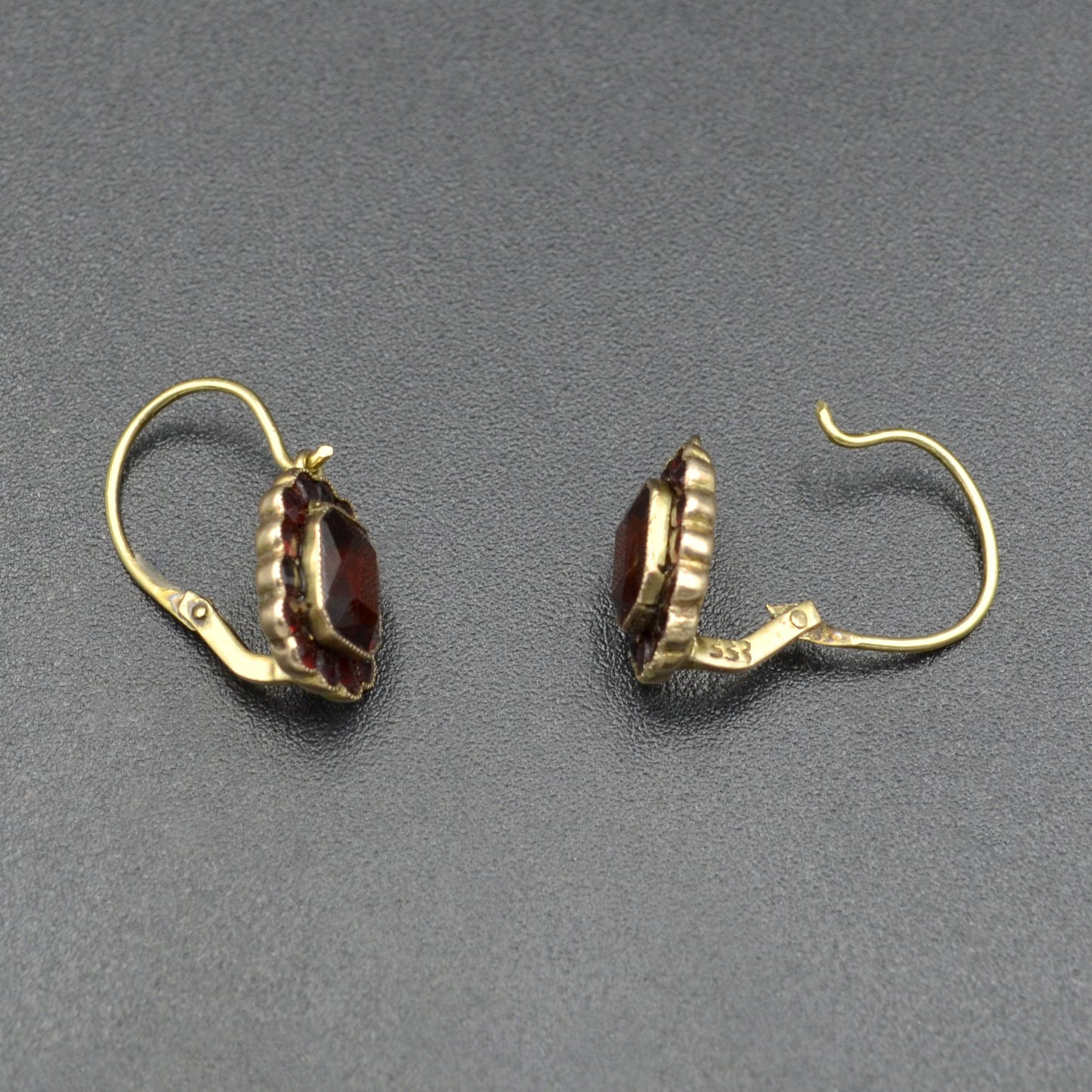 Antique Garnet and Gold Dormeuse Earrings