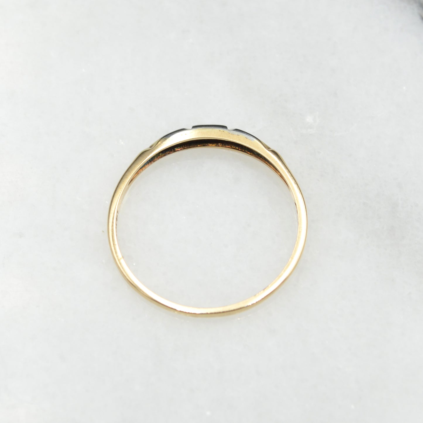 Vintage Orange Blossom 14k White and Yellow Gold Wedding Band