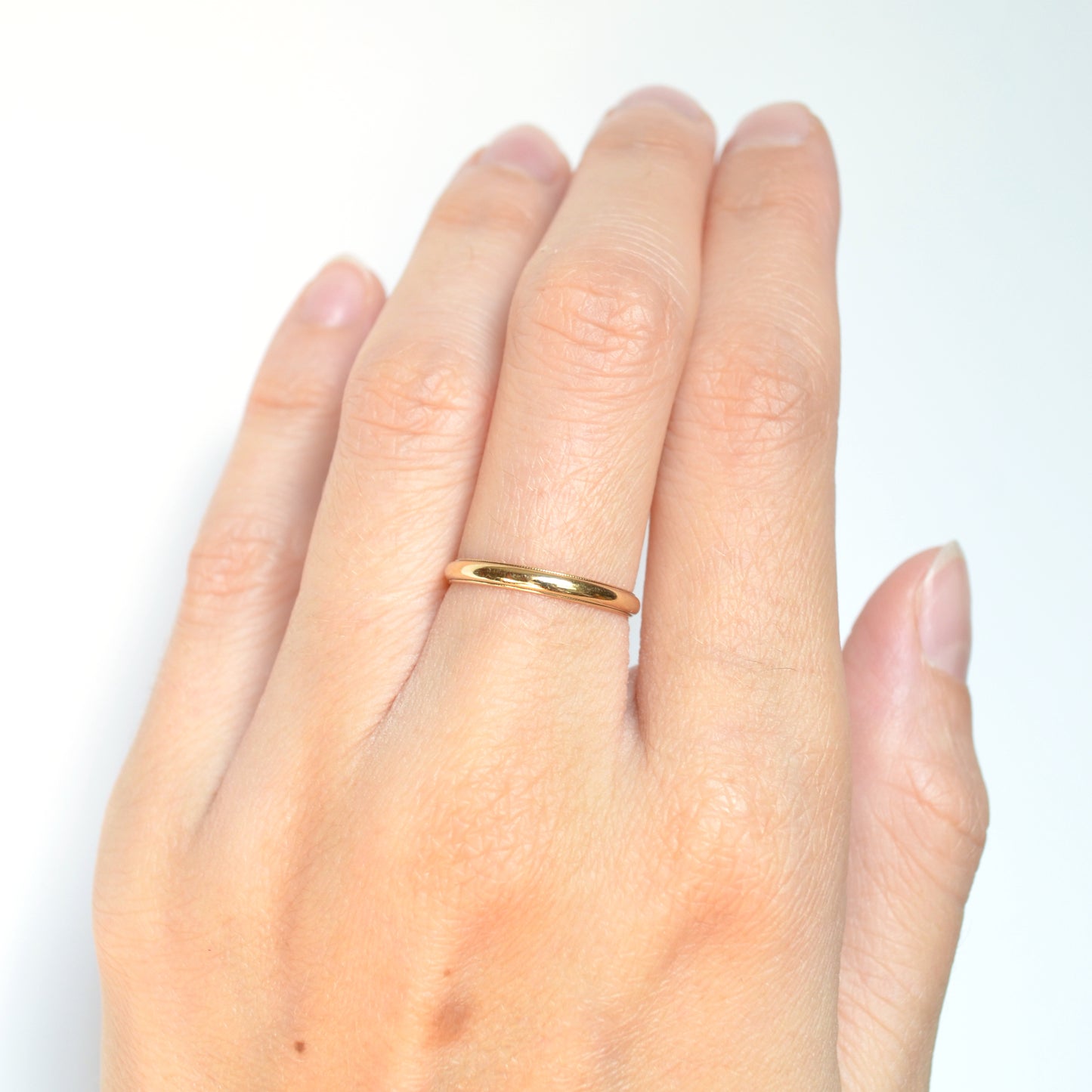 Vintage Milgrain 14k Yellow Gold Wedding Band