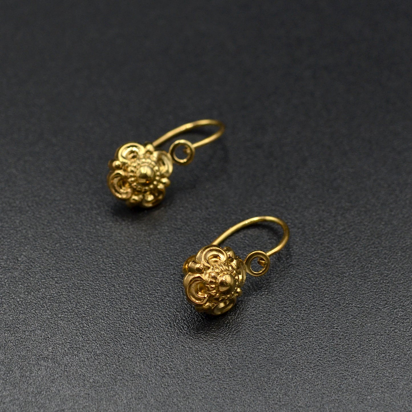Antique 10k Gold Cannetille Dormeuse Earrings