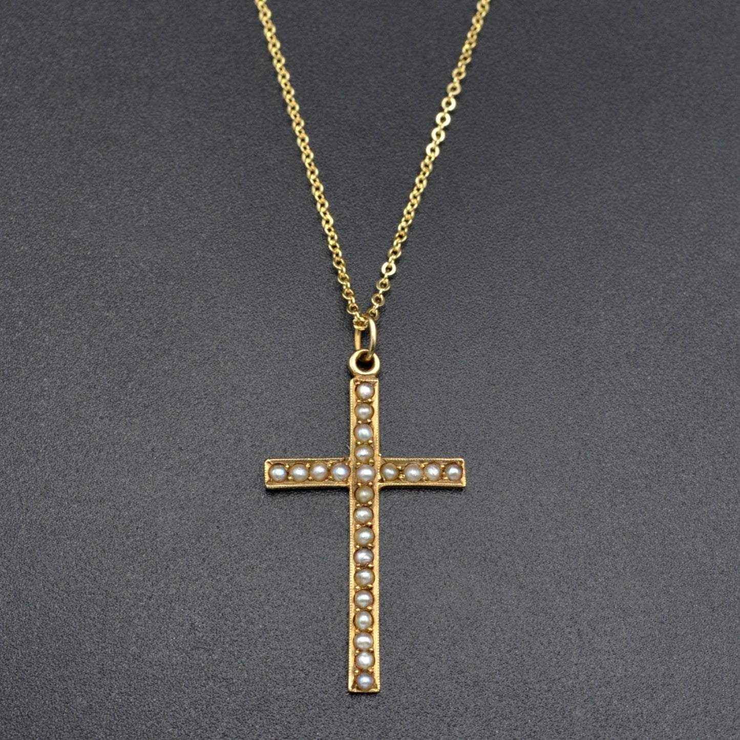 Antique Seed Pearl and 14k Gold Necklace