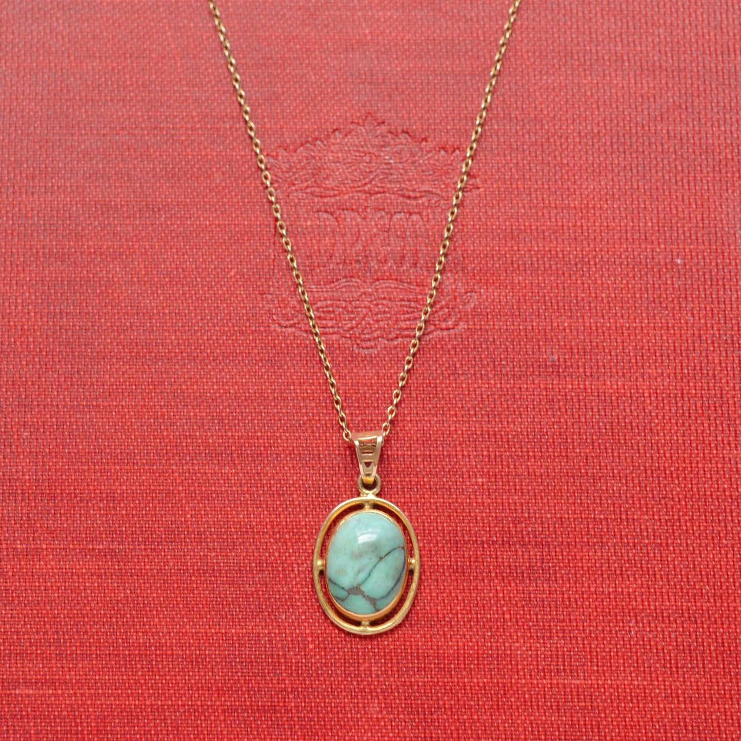 Antique Turquoise and Gold Pendant Necklace