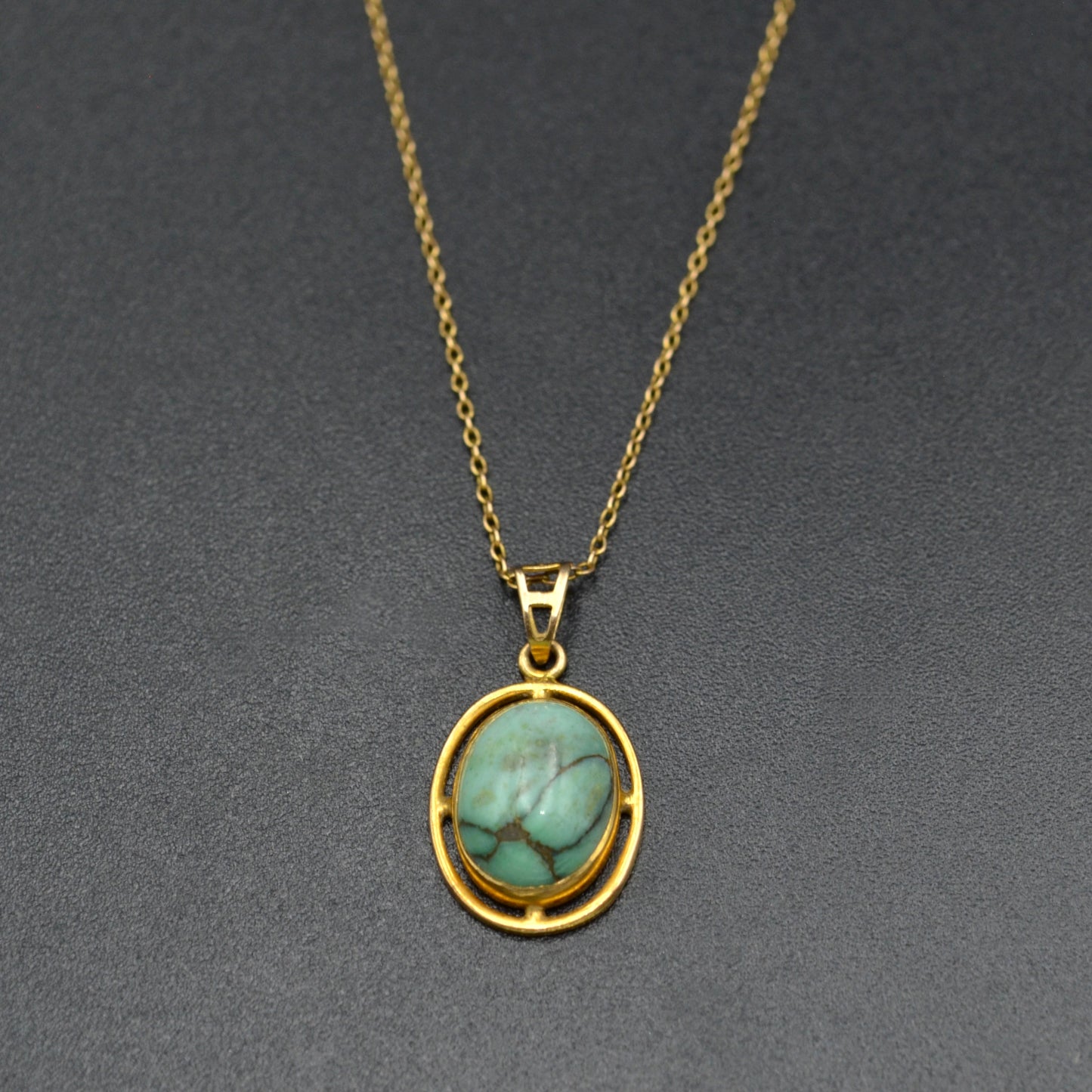 Antique Turquoise and Gold Pendant Necklace