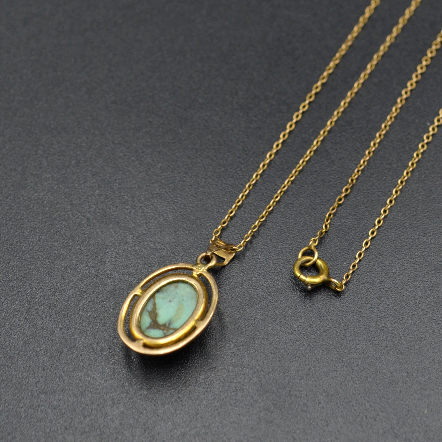 Antique Turquoise and Gold Pendant Necklace