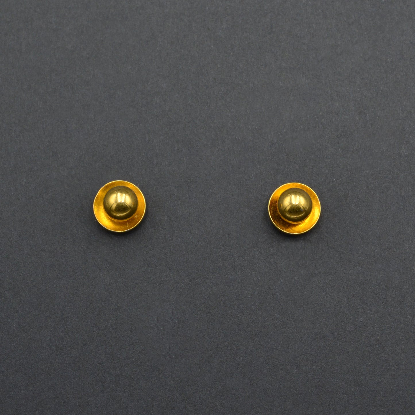 Gold Ball and Disc Post Earrings