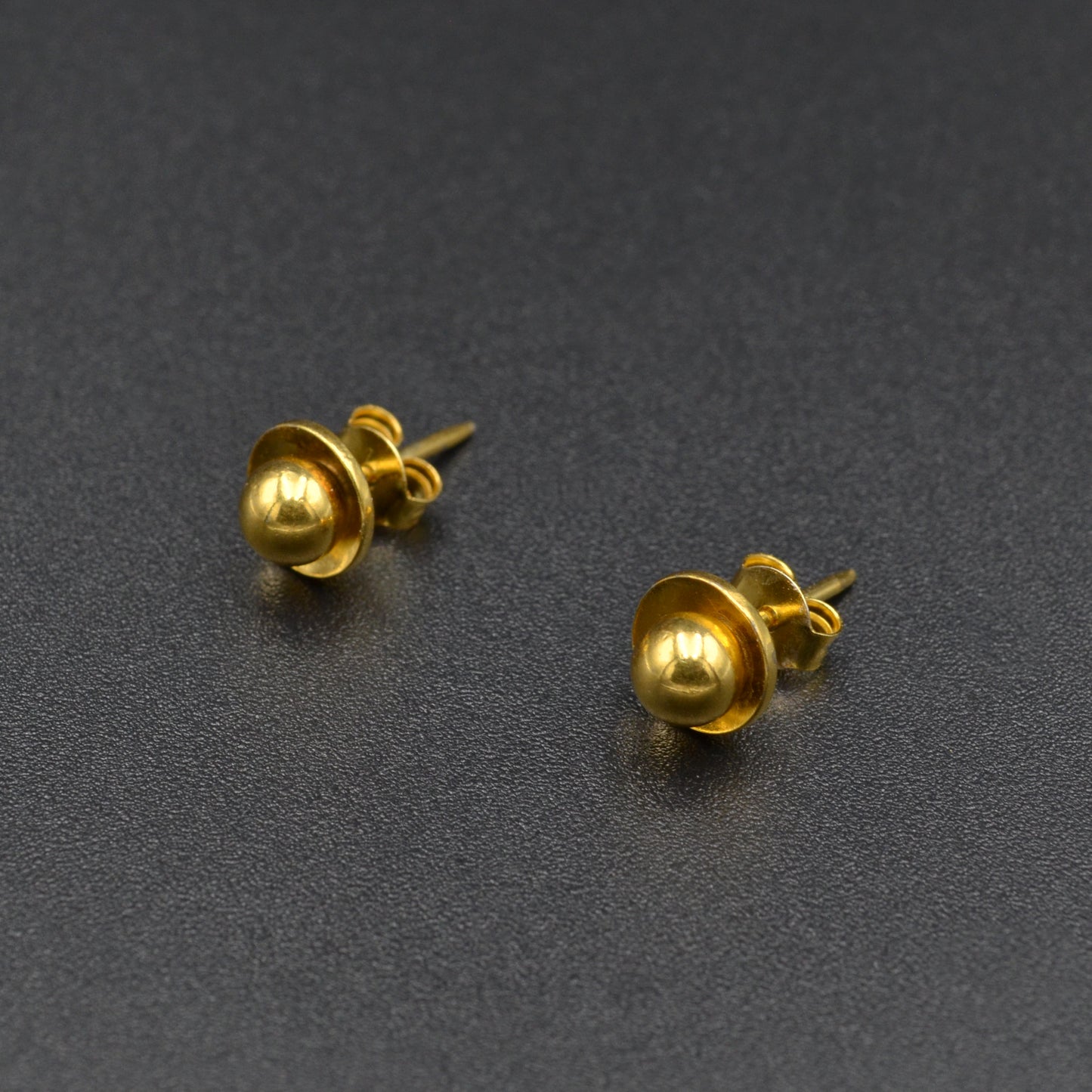 Gold Ball and Disc Post Earrings