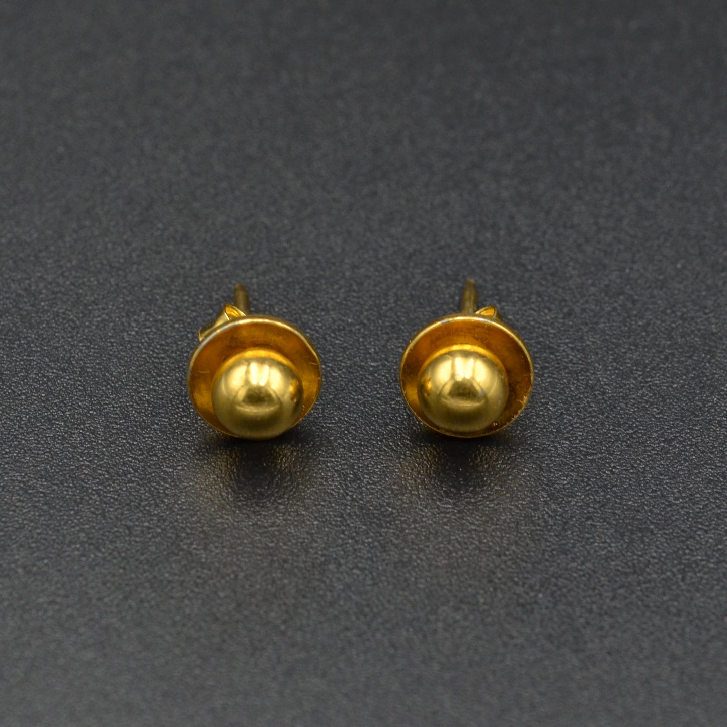 Gold Ball and Disc Post Earrings