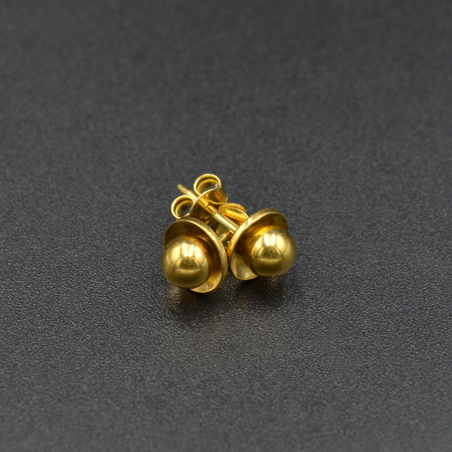 Gold Ball and Disc Post Earrings