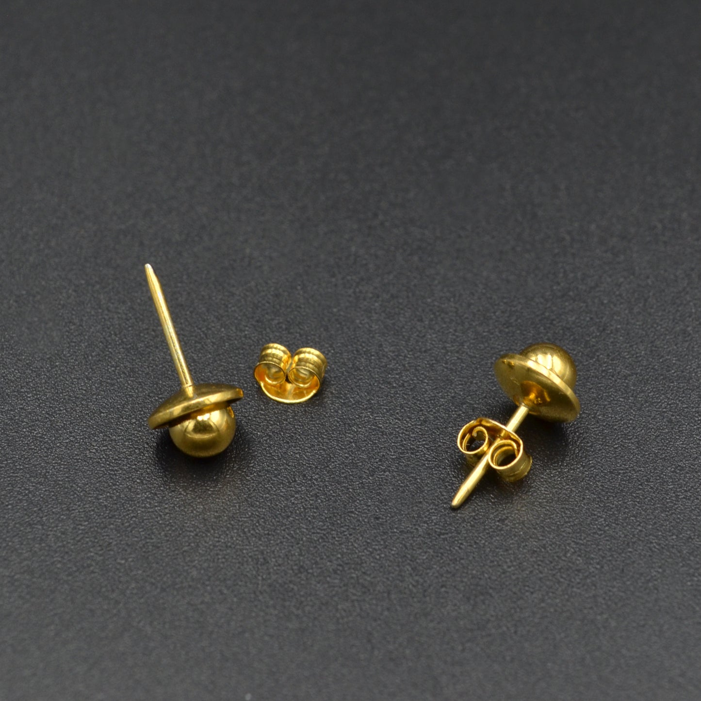 Gold Ball and Disc Post Earrings