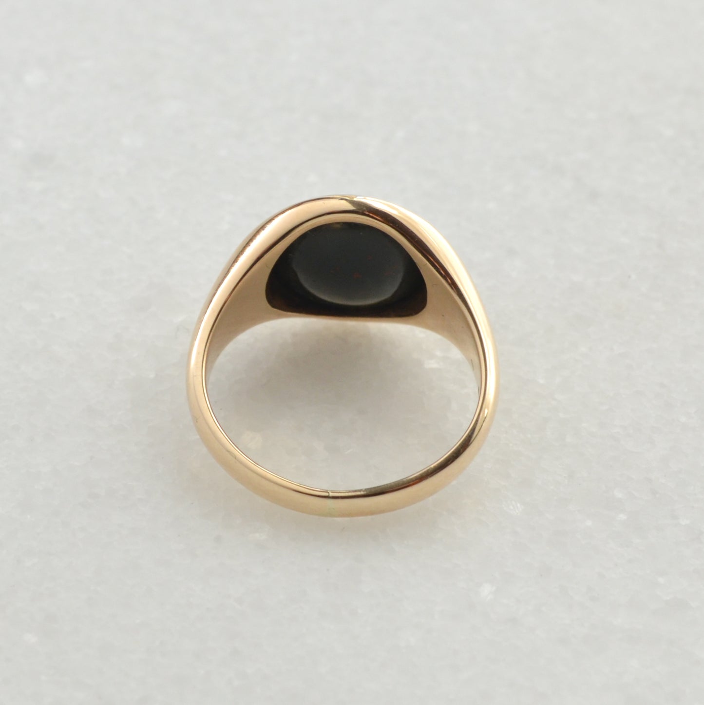 Vintage Bloodstone and 10k Gold Flush-set Ring
