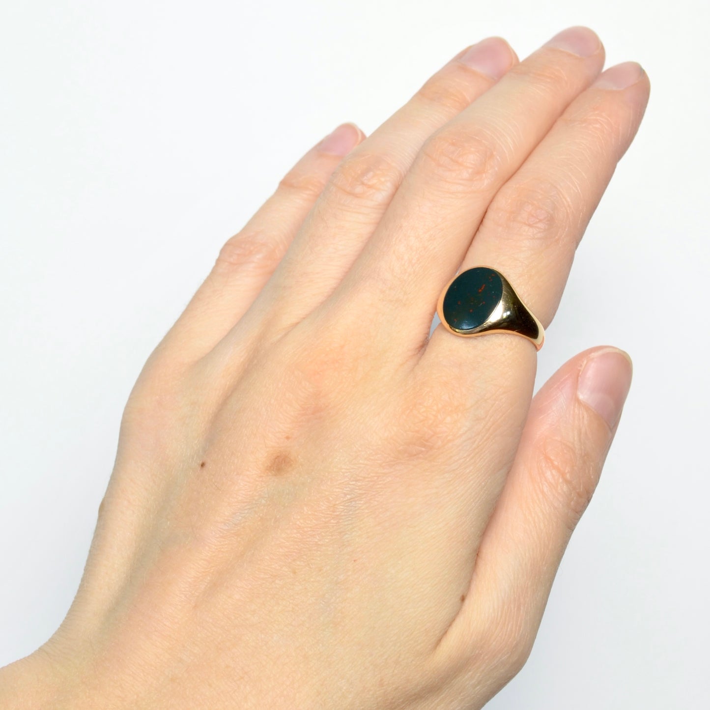 Bloodstone and Gold Flush Ring