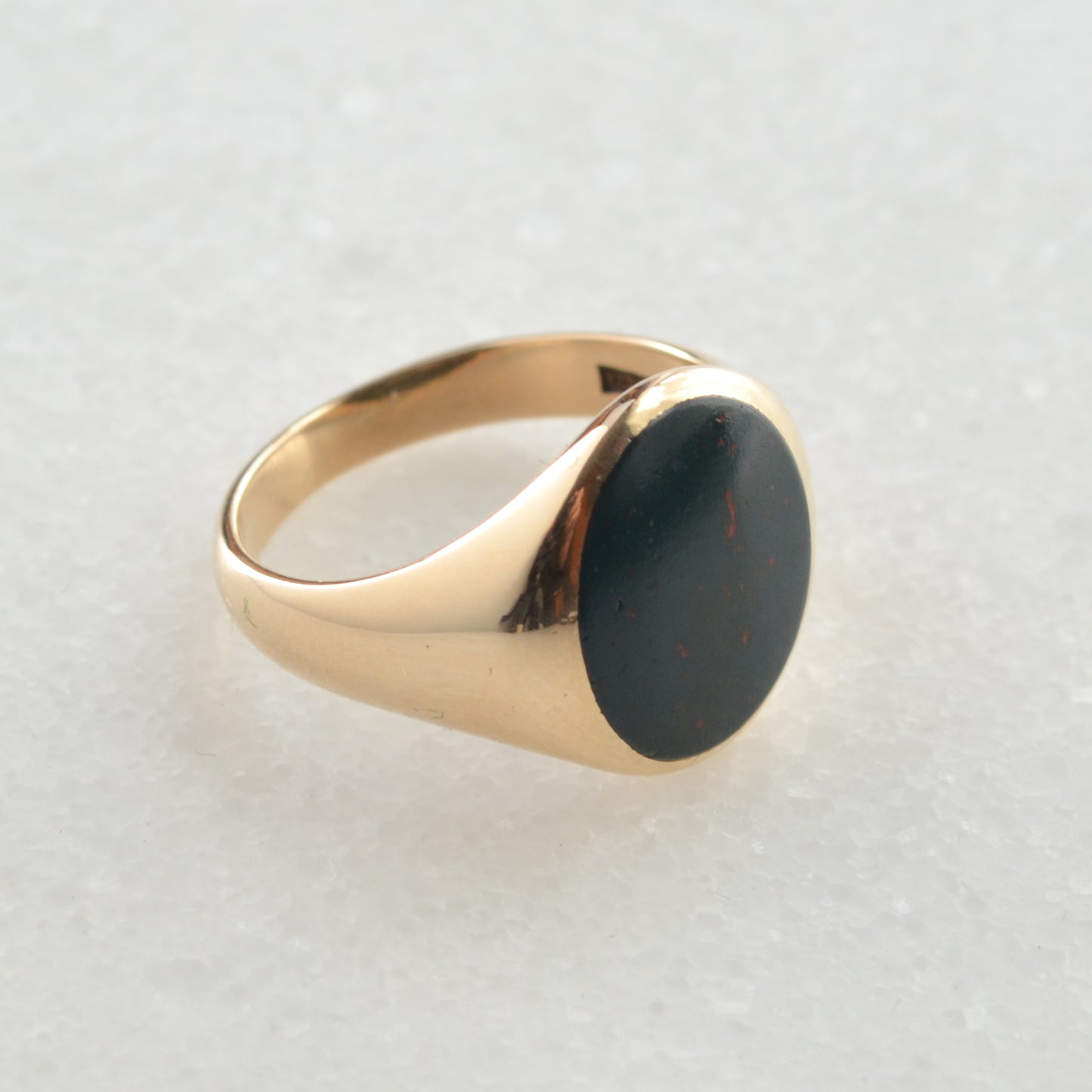 Vintage Bloodstone and 10k Gold Flush-set Ring
