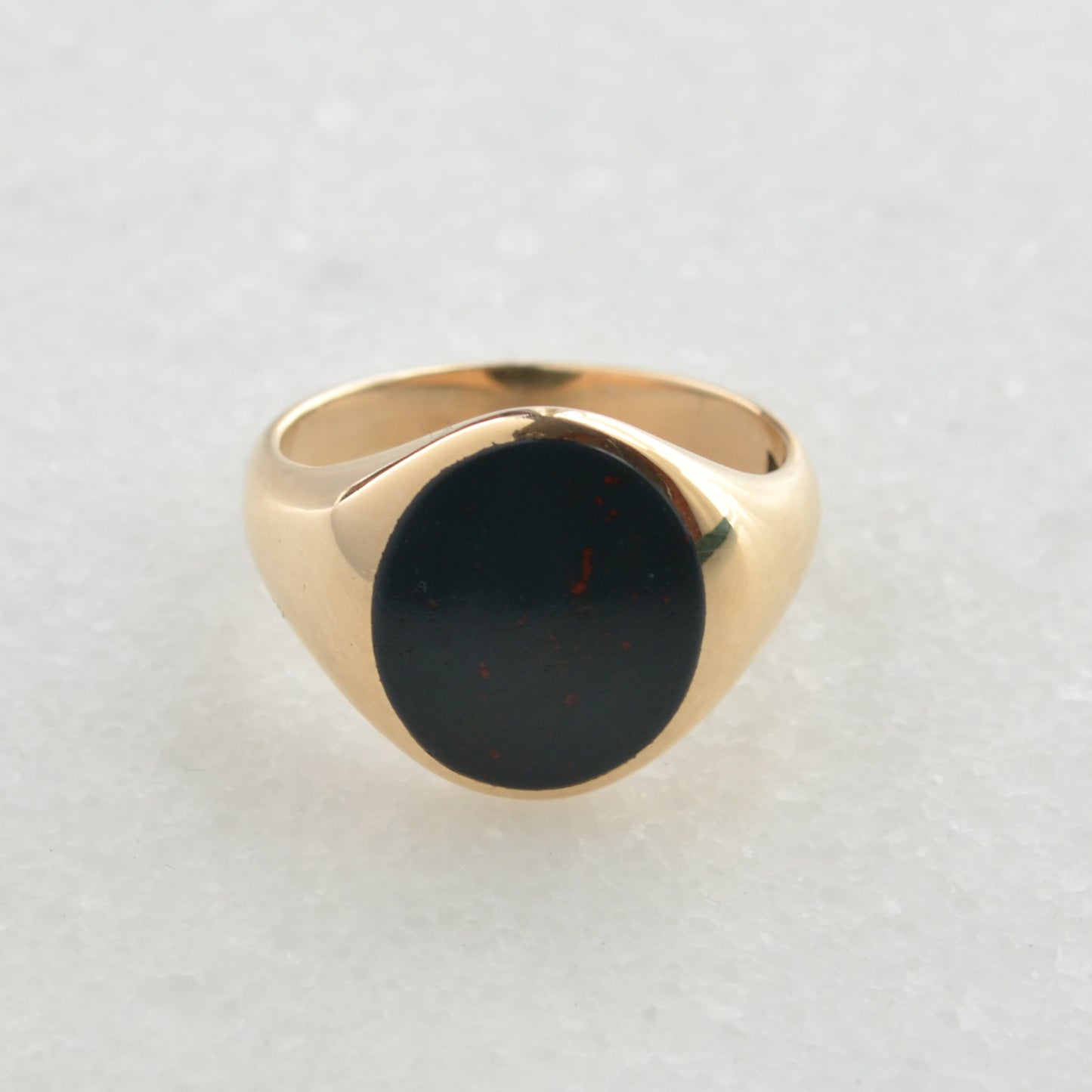 Vintage Bloodstone and 10k Gold Flush-set Ring