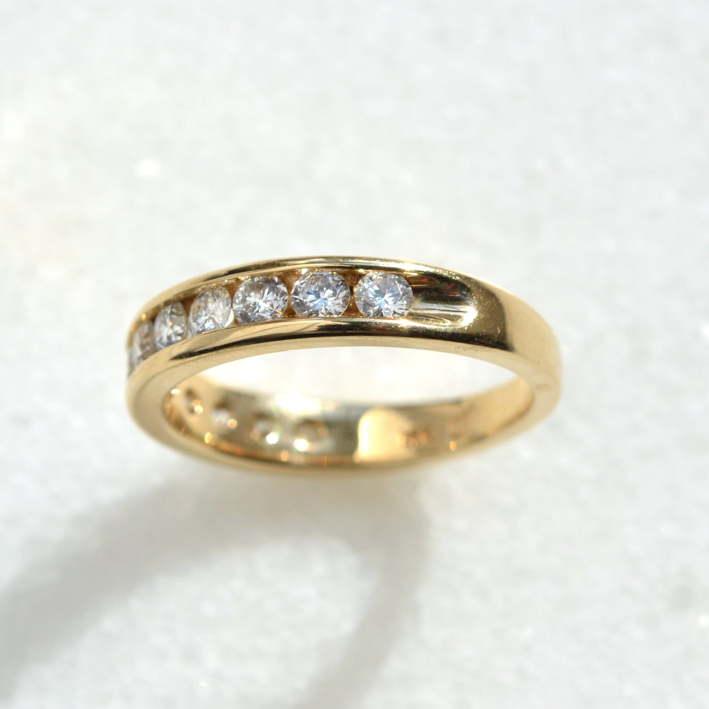 Vintage Channel Set Diamond and 14k Yellow Gold Ring