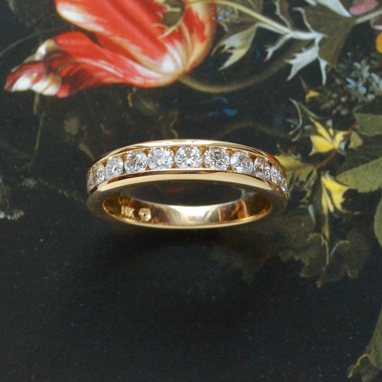 Channel Set Diamond and Gold Ring