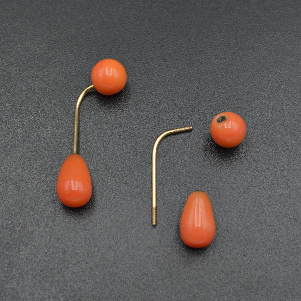 Pink Coral and 14 Karat Gold Earrings