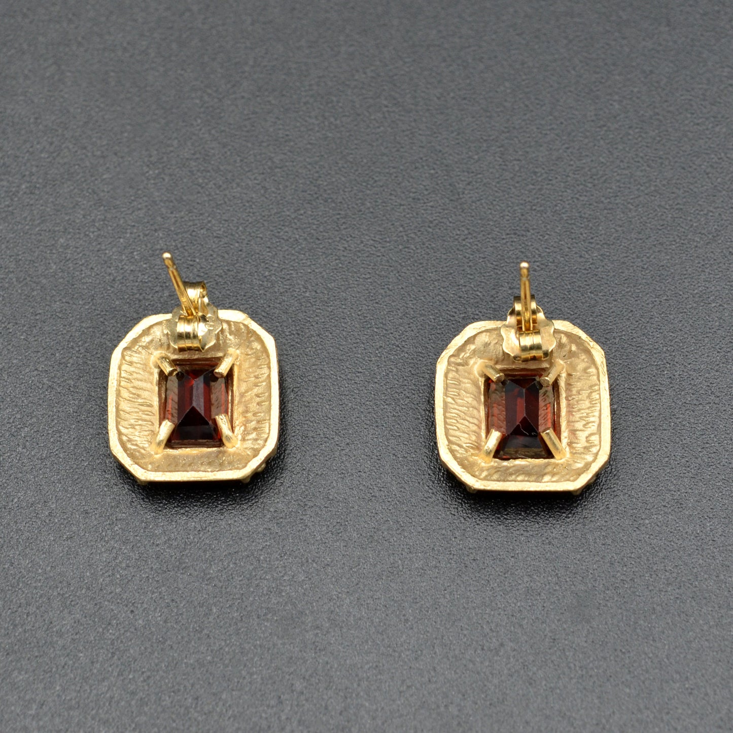 Vintage Byzantine Style Red Garnet and 14k Gold Post Earrings