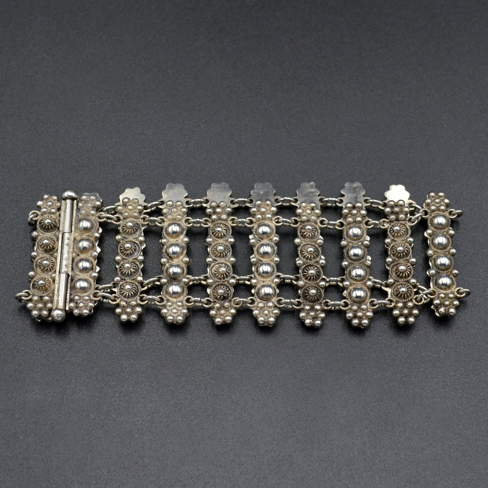 Vintage Etruscan Revival 800 Silver Panel Bracelet