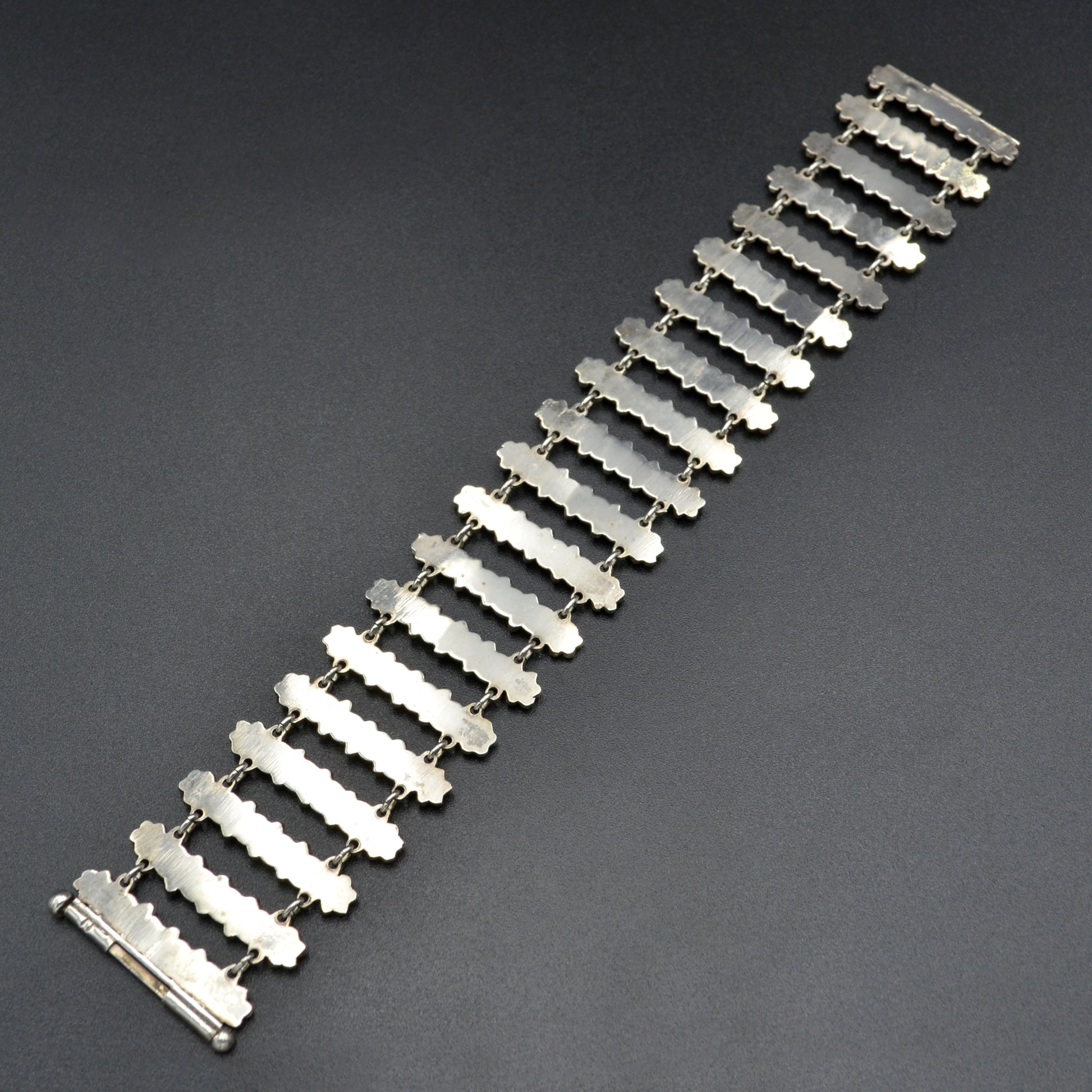 Vintage Etruscan Revival 800 Silver Panel Bracelet