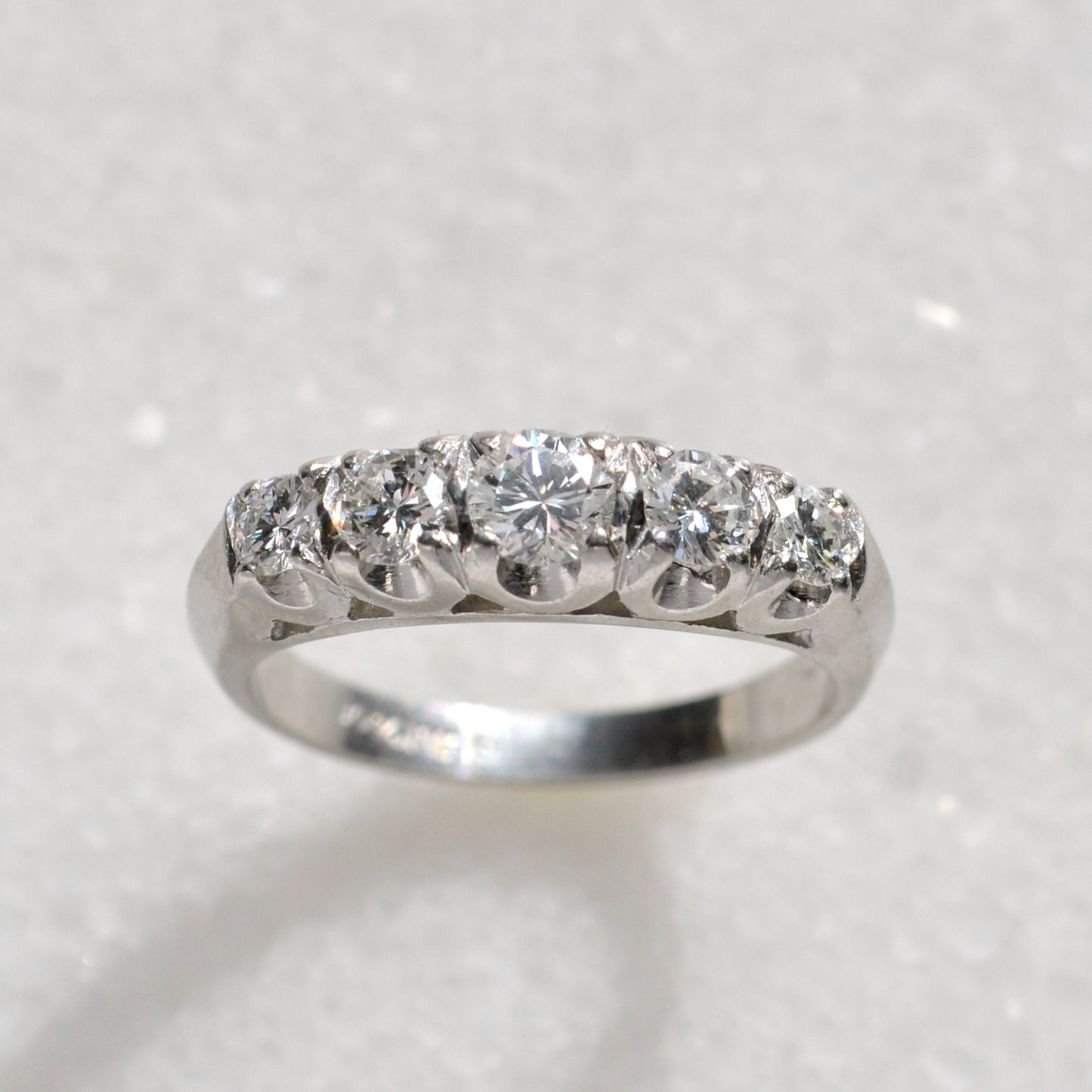 Vintage Graduated Diamond and Platinum Ring