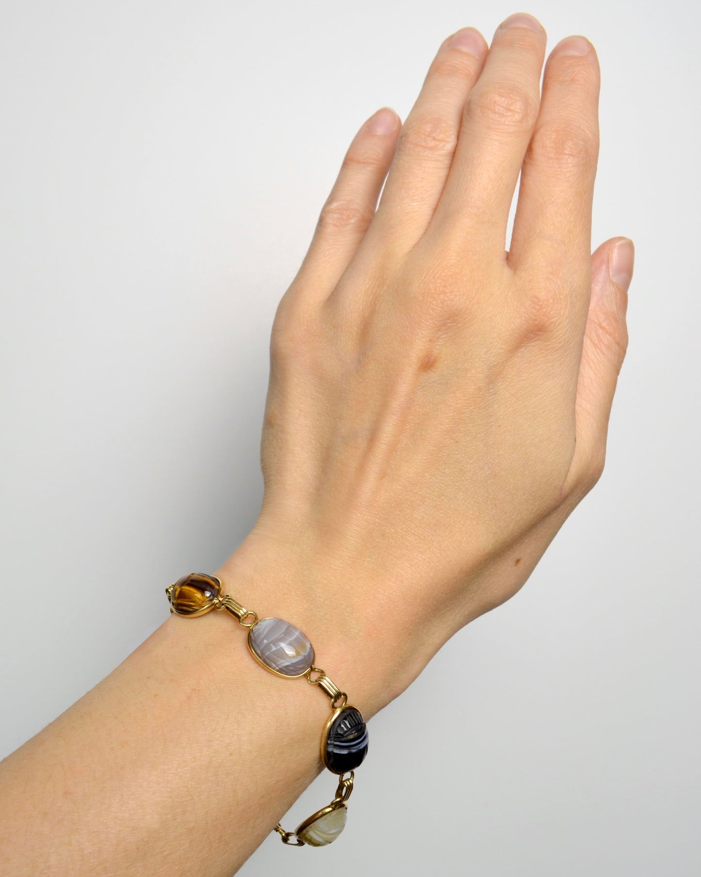 Gemstone and Gold Scarab Bracelet I
