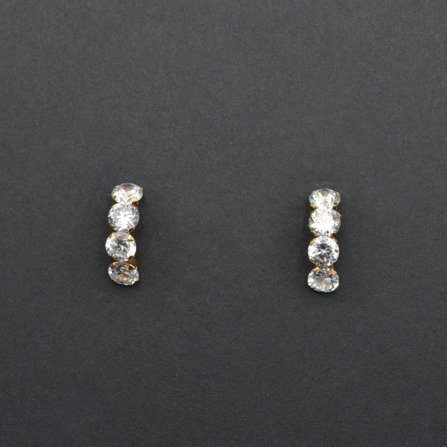 Vintage Cubic Zirconia and 10k Gold Huggie Hoop Earrings