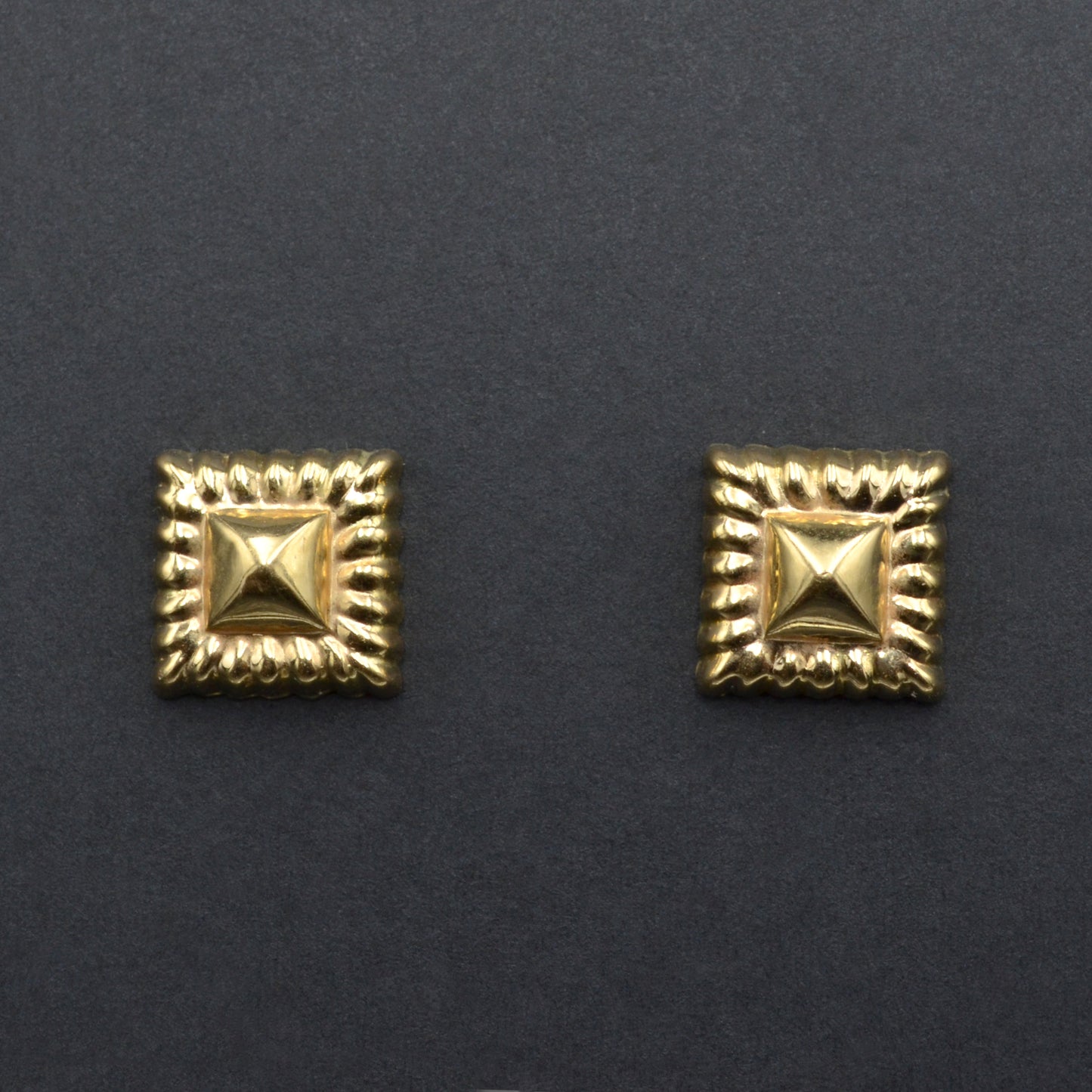 Vintage 14k Gold Ravioli Post Earrings
