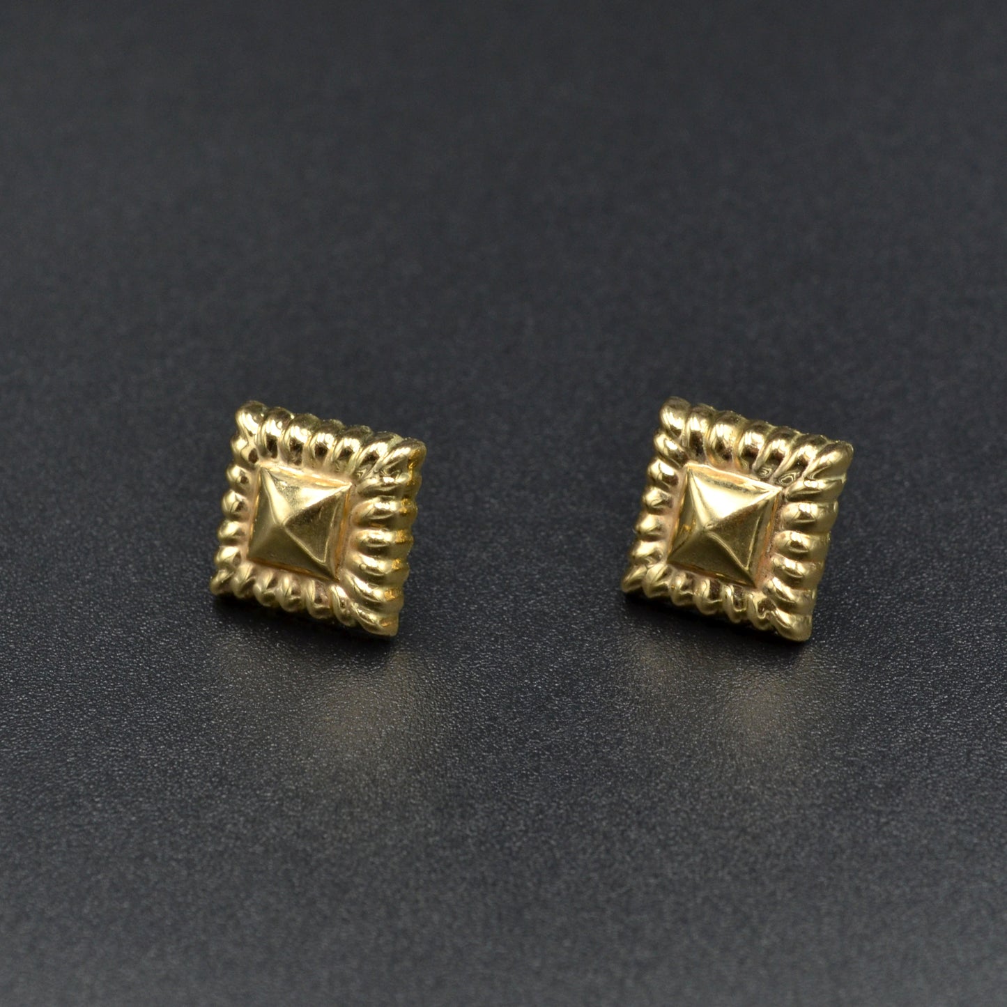 Vintage 14k Gold Ravioli Post Earrings