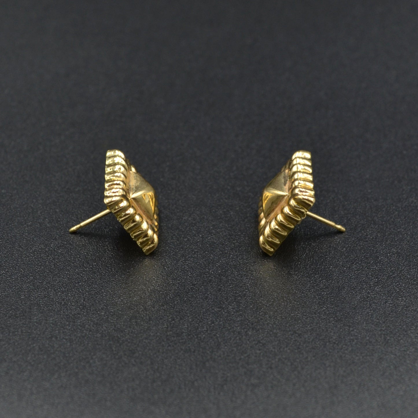 Vintage 14k Gold Ravioli Post Earrings