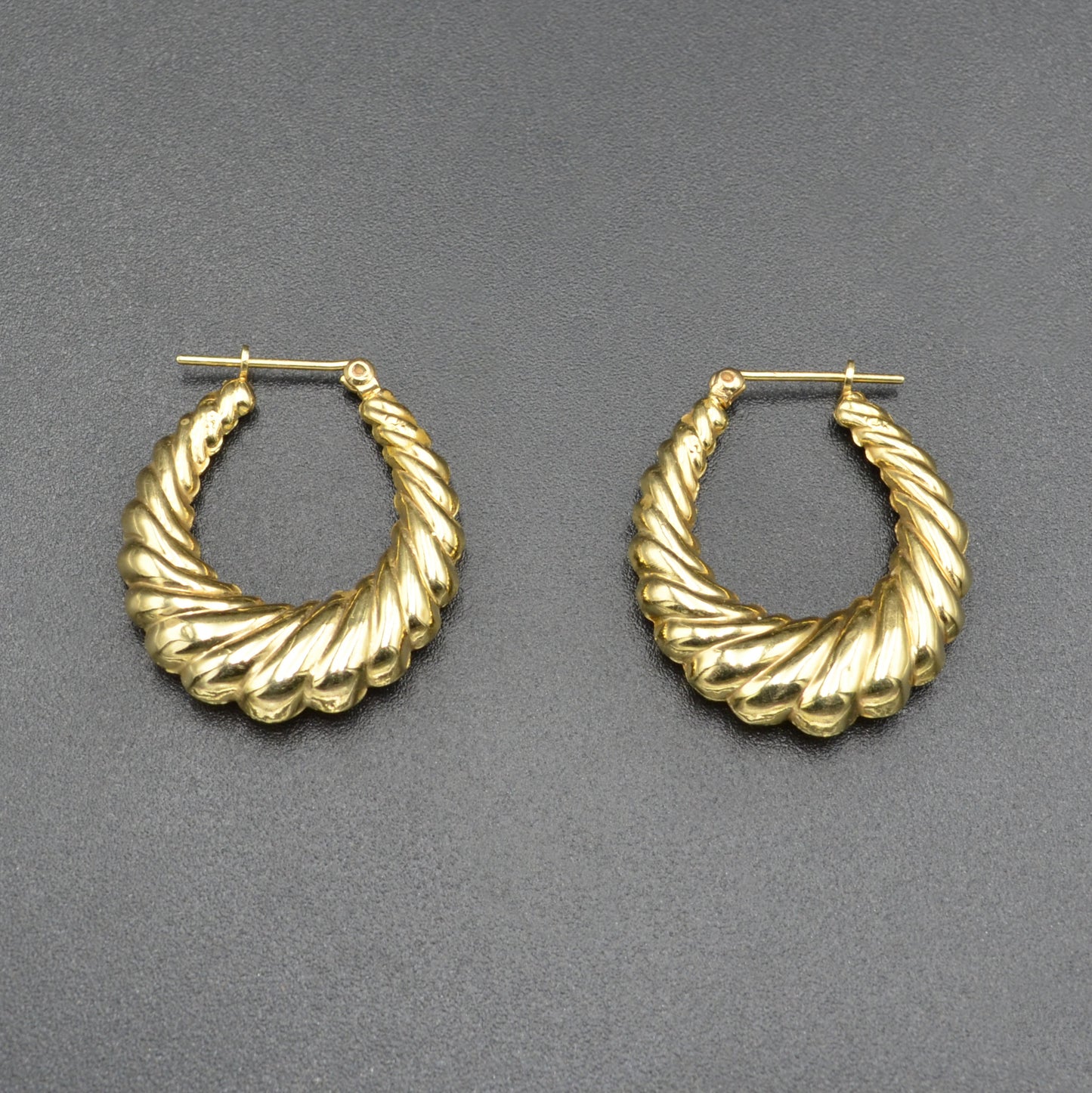 Vintage 14k Gold Large Hoop Shrimp Earrings