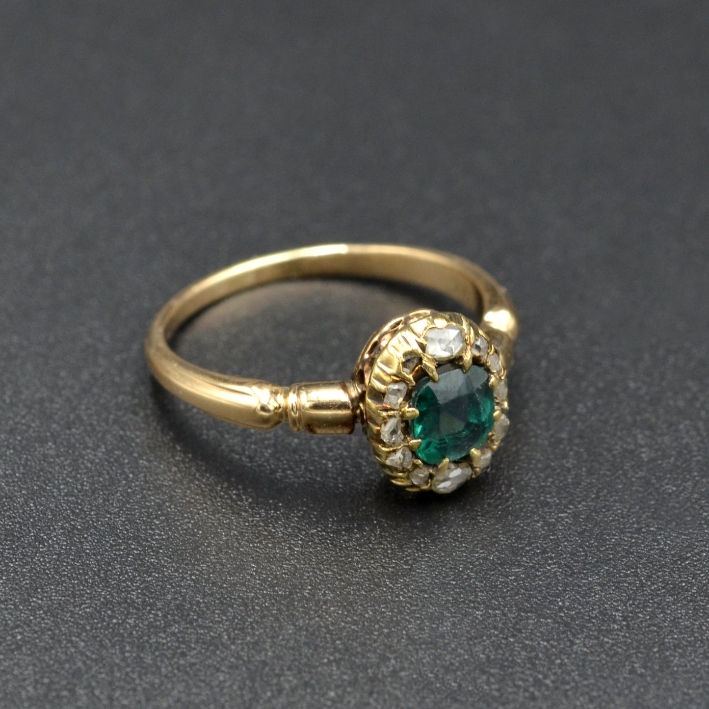 Antique Green Tourmaline and Diamond Ring