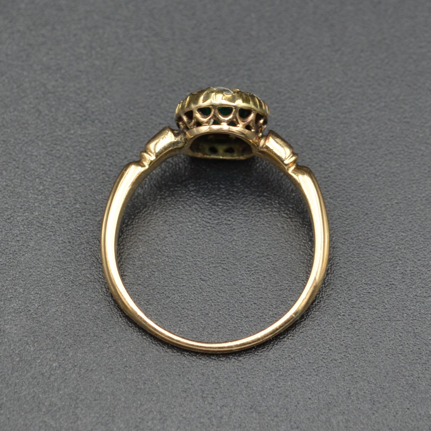 Antique Green Tourmaline and Rose Cut Diamond and Gold Ring