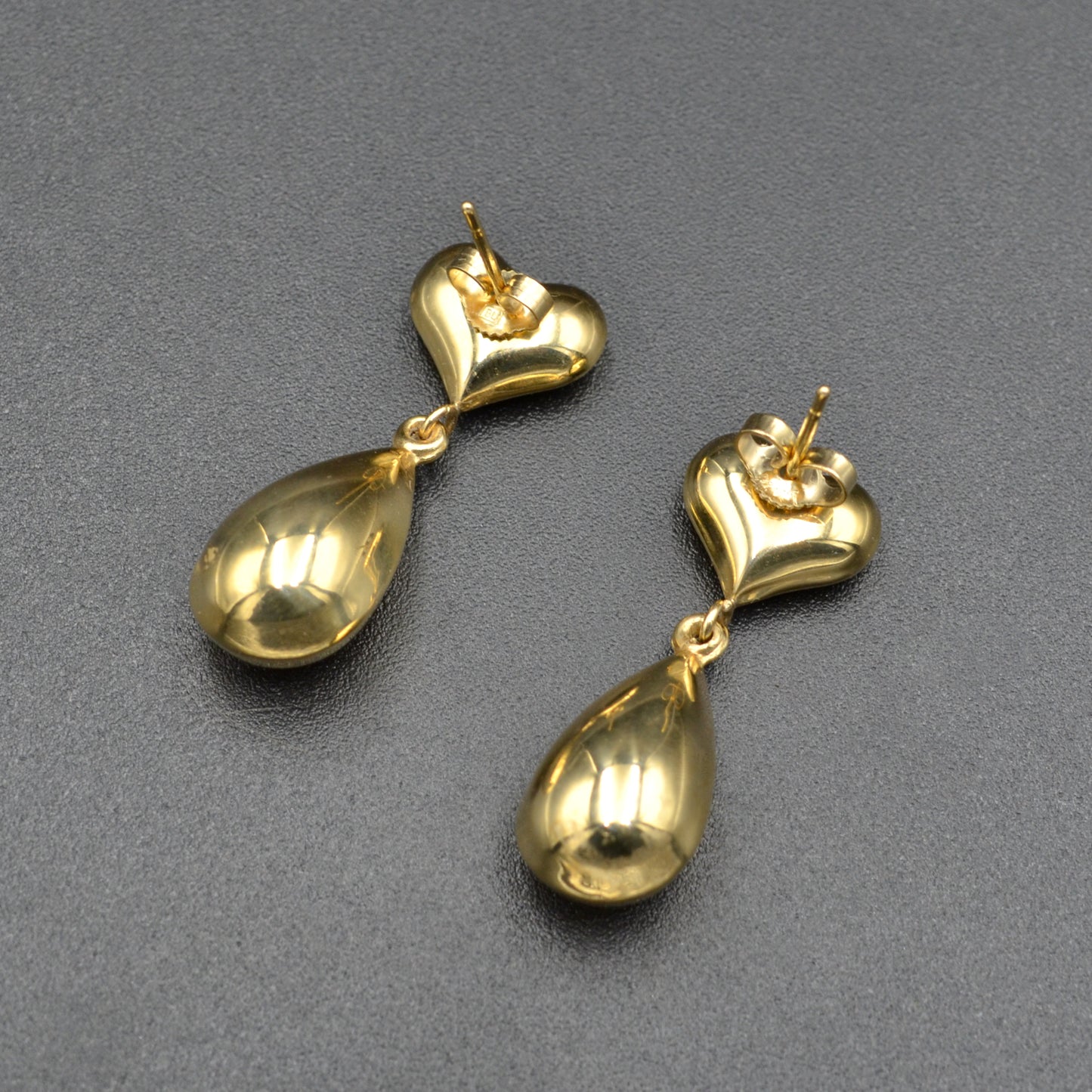 Vintage 14k Gold Heart Post and Teardrop Earrings