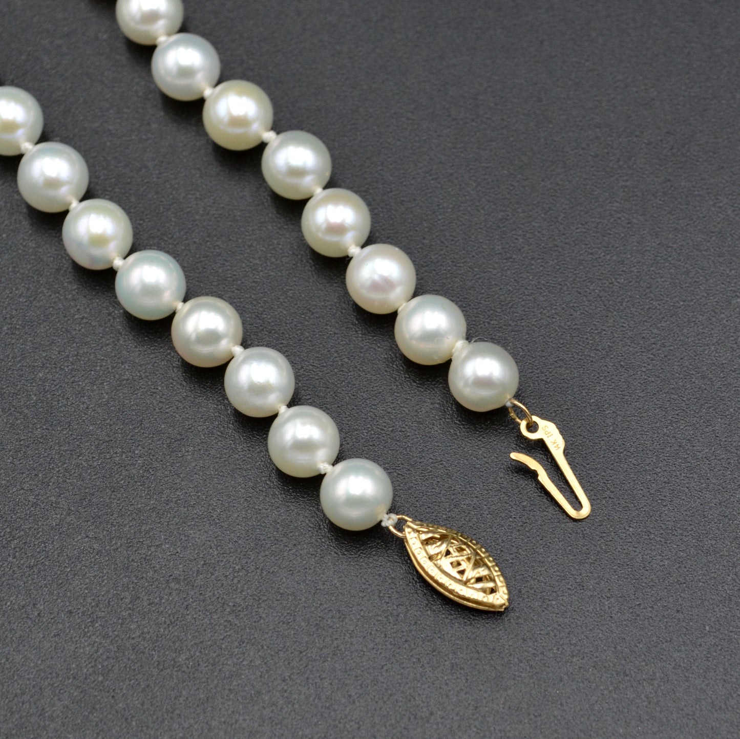 Vintage Knotted Pearl and 14k Gold Necklace