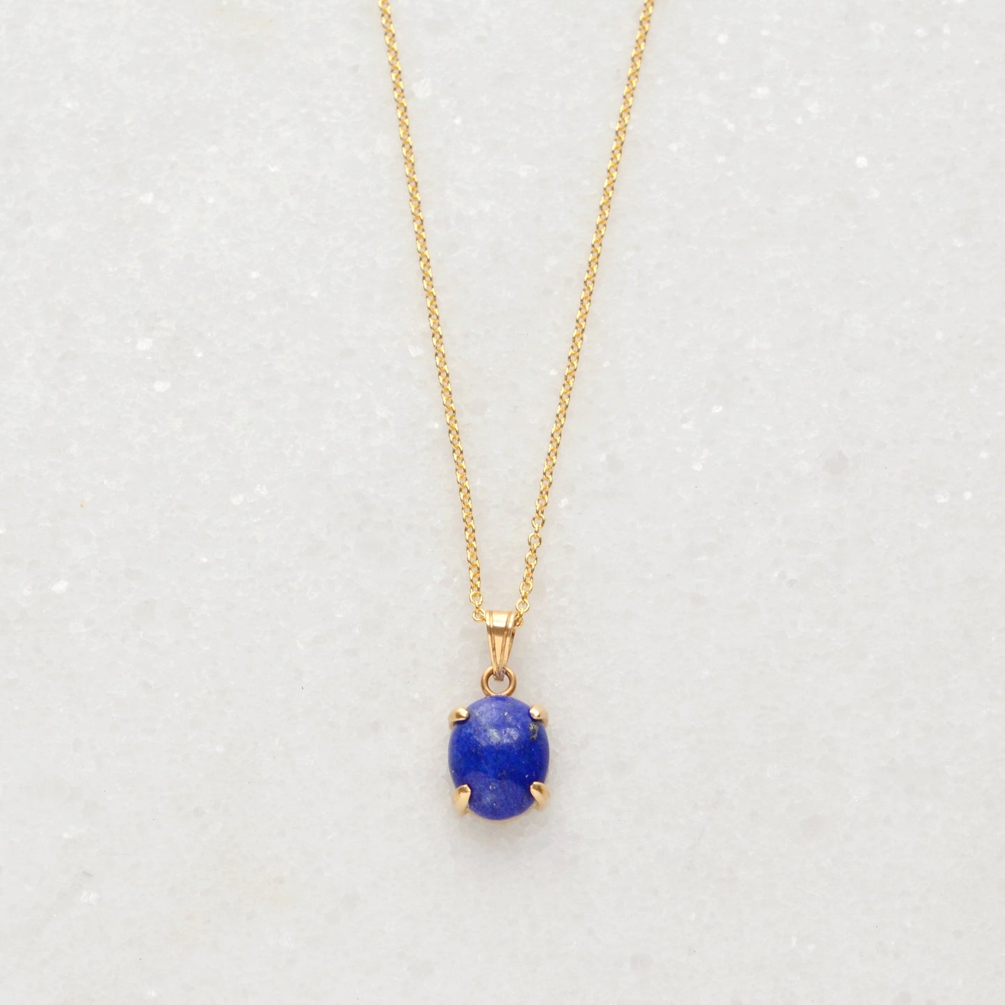Vintage Lapis Cabochon and 14k Gold Necklace